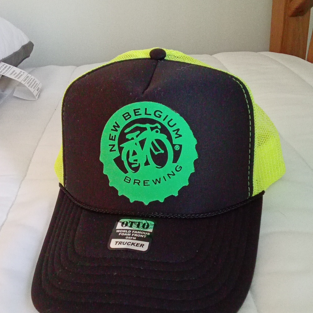New Belgium Brewing Black and Neon Yellow Trucker Hat